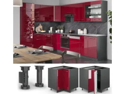 Vicco Eckunterschrank Fame-Line Bordeaux Hochglanz/Anthrazit 81 cm AP Anthrazit