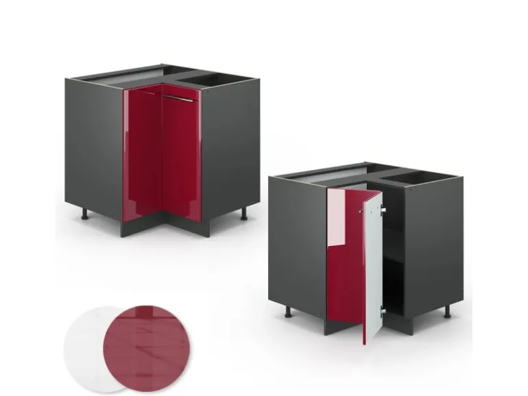 Vicco Eckunterschrank Fame-Line Bordeaux Hochglanz/Anthrazit 81 cm AP Anthrazit