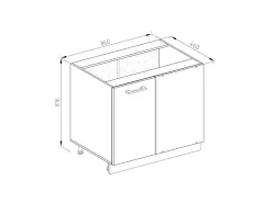 Vicco Eckunterschrank R-Line Goldkraft Eiche/Anthrazit 86 cm J-Shape ohne Arbeitsplatte