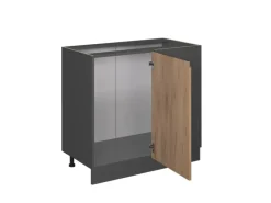 Vicco Eckunterschrank R-Line Goldkraft Eiche/Anthrazit 86 cm J-Shape ohne Arbeitsplatte