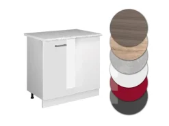 Vicco Eckunterschrank R-Line Küchen Eckschrank Weiß Hochglanz/Weiß 86 cm AP Marmor