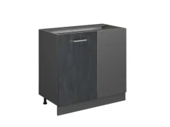 Vicco Eckunterschrank R-Line Schwarz Beton/Anthrazit 86 cm ohne Arbeitsplatte