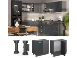 Vicco Eckunterschrank R-Line Schwarz Beton/Anthrazit 86 cm ohne Arbeitsplatte