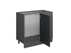 Vicco Eckunterschrank R-Line Schwarz Beton/Anthrazit 86 cm ohne Arbeitsplatte