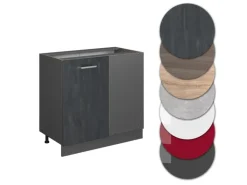 Vicco Eckunterschrank R-Line Schwarz Beton/Anthrazit 86 cm ohne Arbeitsplatte