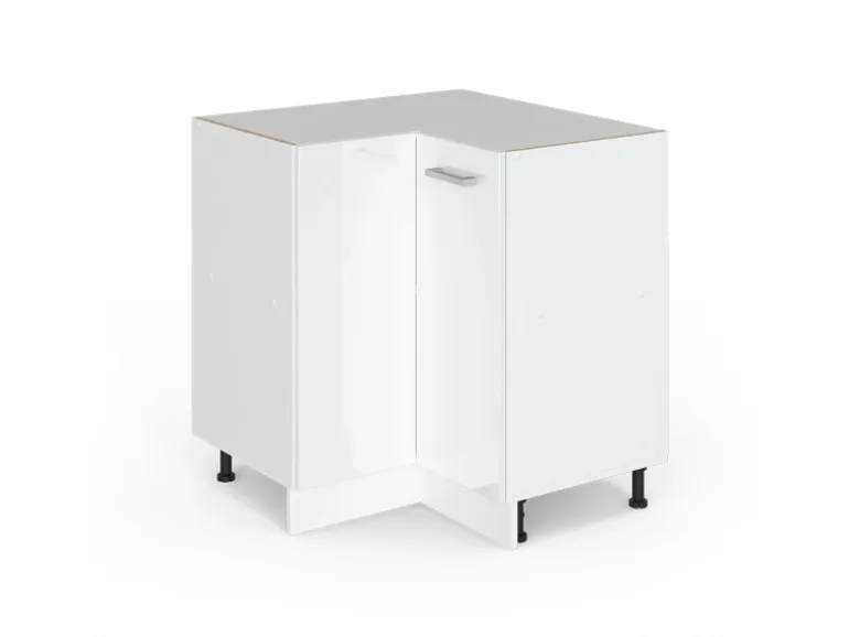 Vicco Eckunterschrank R-Line Weiß Hochglanz/Weiß 76 cm ohne Arbeitsplatte