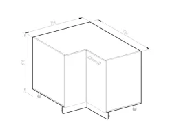 Vicco Eckunterschrank R-Line Weiß Hochglanz/Weiß 76 cm ohne Arbeitsplatte