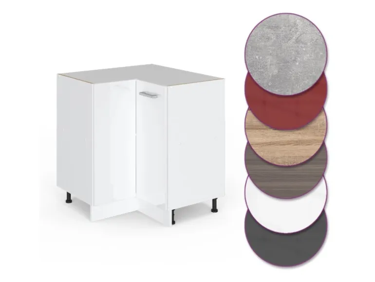 Vicco Eckunterschrank R-Line Weiß Hochglanz/Weiß 76 cm ohne Arbeitsplatte