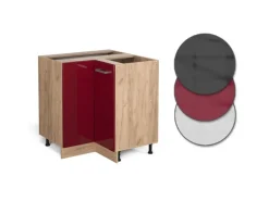 Vicco Eckunterschrank R-Line Bordeaux Hochglanz/Goldkraft Eiche 76 cm ohne Arbeitsplatte