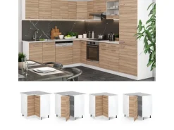 Vicco Eckunterschrank R-Line Küchen Eckschrank Sonoma/Weiß 76 cm ohne Arbeitsplatte