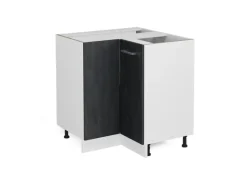 Vicco Eckunterschrank R-Line Schwarz Beton/Weiß 76 cm ohne Arbeitsplatte