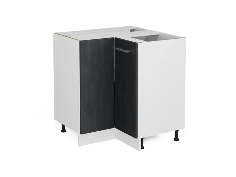 Vicco Eckunterschrank R-Line Schwarz Beton/Weiß 76 cm ohne Arbeitsplatte