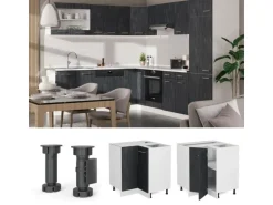 Vicco Eckunterschrank R-Line Schwarz Beton/Weiß 76 cm ohne Arbeitsplatte