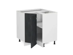 Vicco Eckunterschrank R-Line Schwarz Beton/Weiß 76 cm ohne Arbeitsplatte