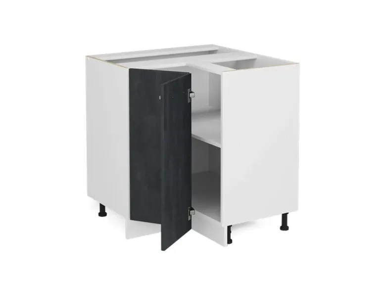 Vicco Eckunterschrank R-Line Schwarz Beton/Weiß 76 cm ohne Arbeitsplatte