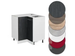 Vicco Eckunterschrank R-Line Schwarz Beton/Weiß 76 cm ohne Arbeitsplatte