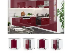 Vicco Eckunterschrank R-Line Bordeaux Hochglanz/Weiß 76 cm ohne Arbeitsplatte