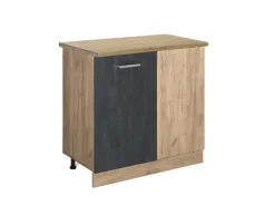 Vicco Eckunterschrank R-Line Schwarz Beton/Goldkraft Eiche 86 cm AP Eiche