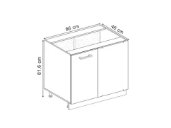 Vicco Eckunterschrank R-Line Schwarz Beton/Goldkraft Eiche 86 cm AP Eiche