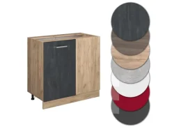 Vicco Eckunterschrank R-Line Schwarz Beton/Goldkraft Eiche 86 cm AP Eiche