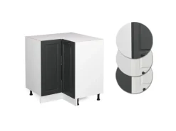 Vicco Eckunterschrank R-Line Anthrazit Landhaus/Weiß 76 cm ohne Arbeitsplatte