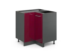 Vicco Eckunterschrank R-Line Bordeaux Hochglanz/Anthrazit 76 cm ohne Arbeitsplatte