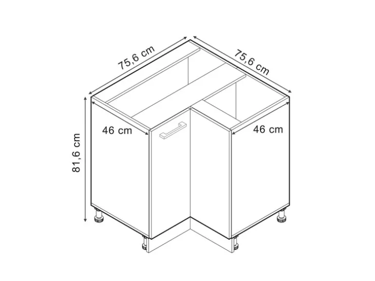 Vicco Eckunterschrank R-Line Bordeaux Hochglanz/Anthrazit 76 cm ohne Arbeitsplatte