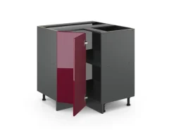 Vicco Eckunterschrank R-Line Bordeaux Hochglanz/Anthrazit 76 cm ohne Arbeitsplatte