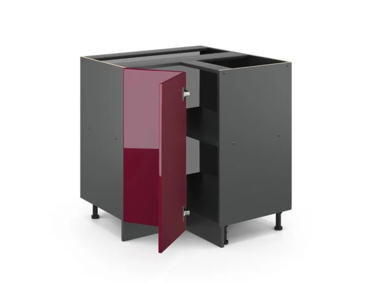 Vicco Eckunterschrank R-Line Bordeaux Hochglanz/Anthrazit 76 cm ohne Arbeitsplatte