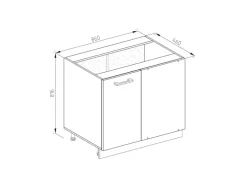 Vicco Eckunterschrank R-Line Weiß Hochglanz/Weiß 86 cm ohne Arbeitsplatte