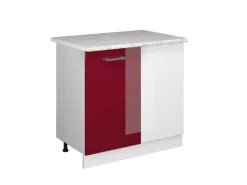 Vicco Eckunterschrank R-Line Bordeaux Hochglanz/Weiß 86 cm AP Marmor