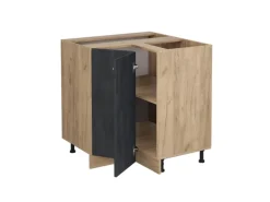 Vicco Eckunterschrank R-Line Schwarz Beton/Goldkraft Eiche 76 cm AP Eiche