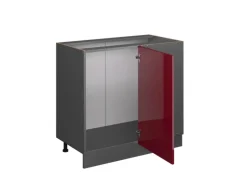 Vicco Eckunterschrank R-Line Bordeaux Hochglanz/Anthrazit 86 cm ohne Arbeitsplatte