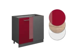 Vicco Eckunterschrank R-Line Bordeaux Hochglanz/Anthrazit 86 cm ohne Arbeitsplatte