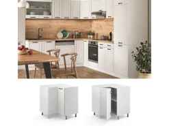Vicco Eckunterschrank R-Line Weiß Landhaus/Weiß 76 cm ohne Arbeitsplatte