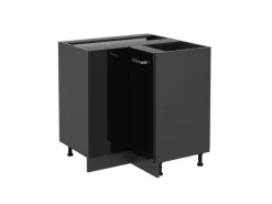 Vicco Eckunterschrank R-Line Schwarz Hochglanz/Anthrazit 76 cm ohne Arbeitsplatte