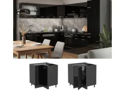 Vicco Eckunterschrank R-Line Schwarz Hochglanz/Anthrazit 76 cm ohne Arbeitsplatte