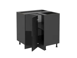 Vicco Eckunterschrank R-Line Schwarz Hochglanz/Anthrazit 76 cm ohne Arbeitsplatte