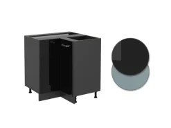 Vicco Eckunterschrank R-Line Schwarz Hochglanz/Anthrazit 76 cm ohne Arbeitsplatte