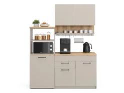 Vicco Egbert SingleKüche Greige 160 cm mit Ausziehbarem TischEgbert ohne E-Geräte