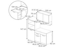 Vicco Egbert SingleKüche Greige 160 cm mit Ausziehbarem TischEgbert ohne E-Geräte