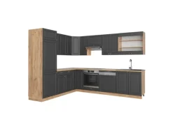 Vicco Fame-Line Eckküche Anthrazit Landhaus/Goldkraft Eiche 227 x 60 cm ohne Arbeitsplatte ohne E-Geräte