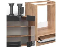 Vicco Fame-Line Eckküche Anthrazit Hochglanz/Goldkraft Eiche 227 x 60 cm ohne Arbeitsplatte ohne E-Geräte