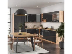 Vicco Fame-Line Eckküche Anthrazit Hochglanz/Goldkraft Eiche 347 x 257 cm ohne Arbeitsplatte ohne E-Geräte