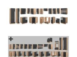 Vicco Fame-Line Eckküche Anthrazit Hochglanz/Goldkraft Eiche 347 x 257 cm ohne Arbeitsplatte ohne E-Geräte