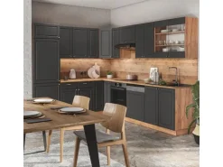 Vicco Fame-Line Eckküche Anthrazit Landhaus/Goldkraft Eiche 227 x 287 cm AP Marmor ohne E-Geräte