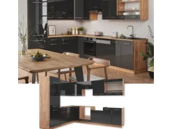 Vicco Fame-Line Eckküche Anthrazit Hochglanz/Goldkraft Eiche 227 x 287 cm AP Eiche ohne E-Geräte