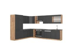 Vicco Fame-Line Eckküche Anthrazit Landhaus/Goldkraft Eiche 347 x 257 cm ohne Arbeitsplatte ohne E-Geräte