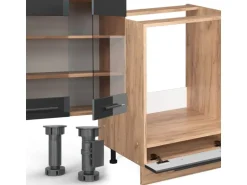 Vicco Fame-Line Eckküche Anthrazit Hochglanz/Goldkraft Eiche 347 x 257 cm AP Marmor ohne E-Geräte