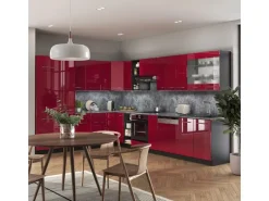 Vicco Fame-Line Eckküche Bordeaux Hochglanz/Anthrazit 347 x 257 cm mit Arbeitsplatte ohne E-Geräte